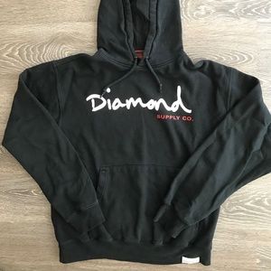 Diamond Black Hoodie with diamond emblem on cuff
